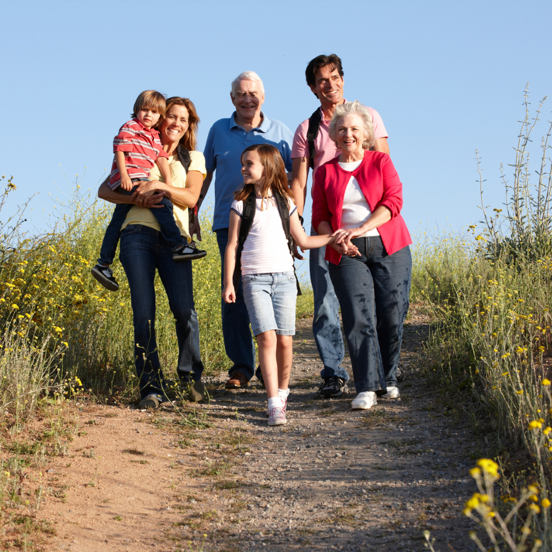 Multigenerational family enjoying an active outdoor lifestyle